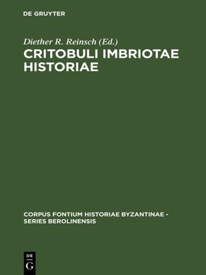 cover image of Critobuli Imbriotae Historiae